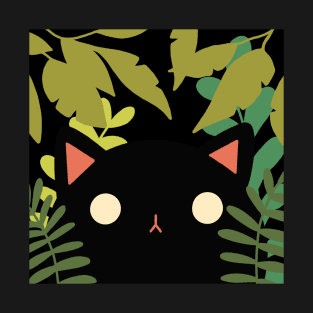 Black Cat win the Forest Design | Handmade Illustration | Kawaii Christmas Present | By Atelier Serakara T-Shirt