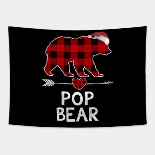 Red Plaid Pop Bear Santa Arrow Shirt Matching Pajama Family Tapestry