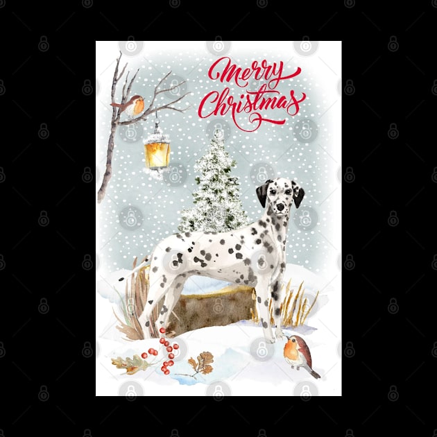 Cute Dalmatian Merry Christmas Santa Dog by Puppy Eyes