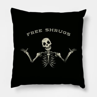 Free Shrugs Skeleton Sign by Tobe Fonseca Pillow