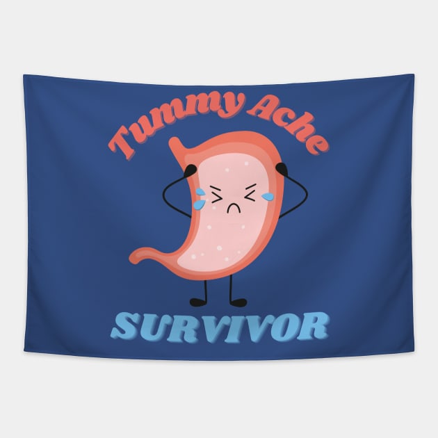 Tummy Ache Survivor Cute Kawaii Tapestry by Enriched by Art