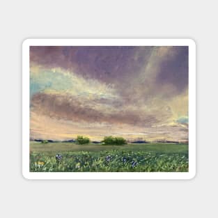 Purple Cloudscape Floral Oil on Canvas Magnet