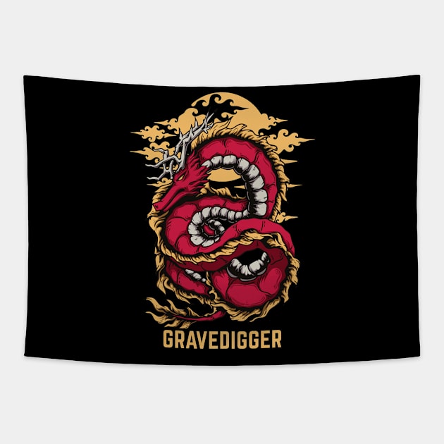 Flying Dragon Gravedigger Tapestry by Teropong Kota