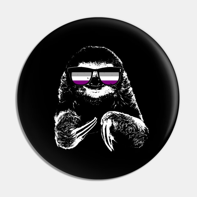 Pride Sloth Asexual Flag Sunglasses Pin by wheedesign