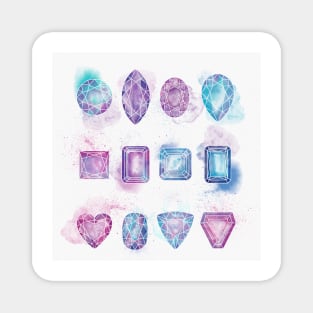 watercolor gems crystals  illustration Magnet