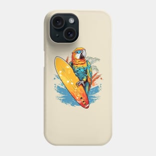 Cool surfing parrot with surfboard Phone Case