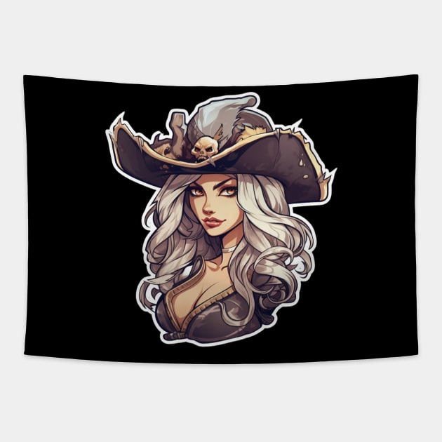 Pirate Girl Female Pirate Captain Tapestry by Nightarcade