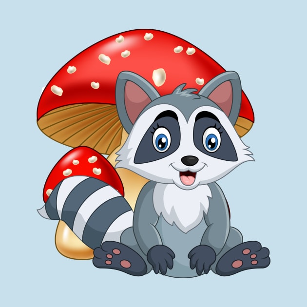 Adorable Raccoon and Mushroom Toddlers' by The Lucid Frog