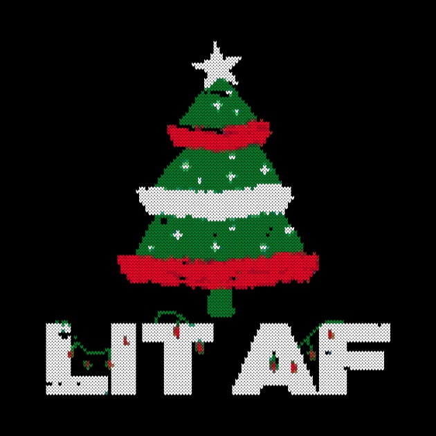 lit af christmas tree ugly sweater by crackdesign