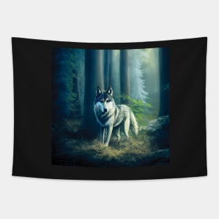 Wolf in a Forest Tapestry