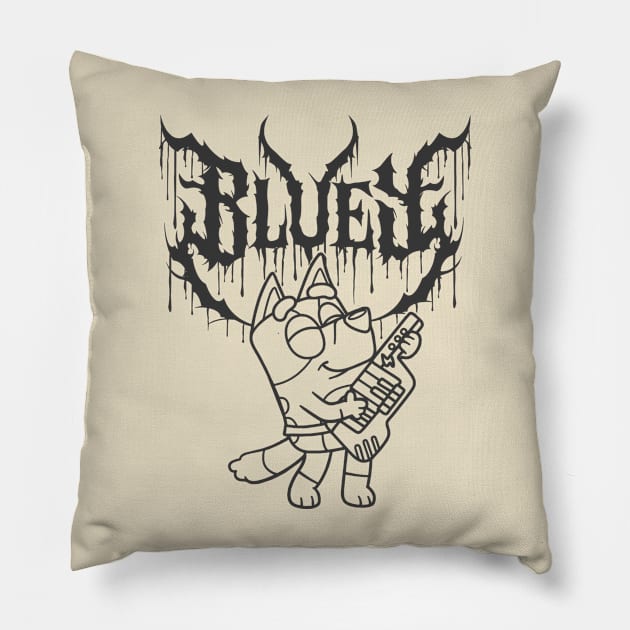 BLUEY METAL BLACK Pillow by N0P3K