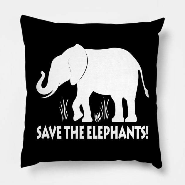 Save the Elephants in Silhouette Pillow by PenguinCornerStore