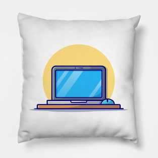 Laptop With Mouse Cartoon Vector Icon Illustration Pillow