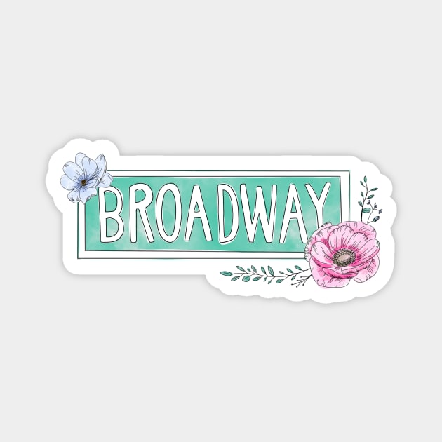 Watercolor Floral Broadway Sign | NYC Palette Magnet by alfrescotree