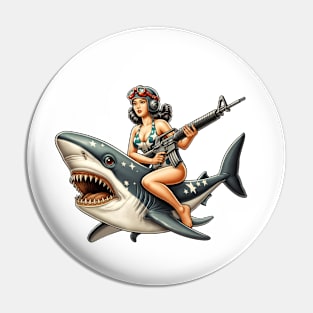 Tactical Girl and Shark Pin