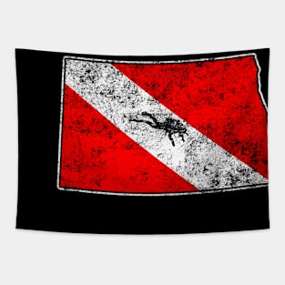 North Dakota Dive Flag Scuba Diving State Map Dive Flag Distressed Tapestry