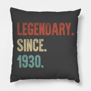 Retro Vintage 90th Birthday Legendary Since 1930 Pillow