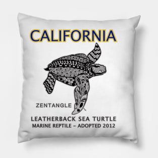 California - Leatherback Sea Turtle - Zentangle Pillow