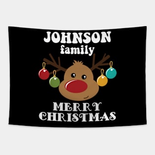 Family Christmas - Merry Christmas JOHNSON family, Family Christmas Reindeer T-shirt, Pjama T-shirt Tapestry