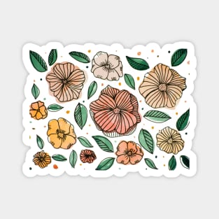 Watercolor and ink flowers - vintage Magnet