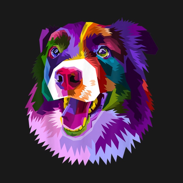 Border Collie Pop Art Portrait Colorful Gift For Dog Lover by Rojio