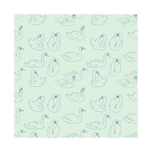 Swans Repeating Pattern on Light Green Background T-Shirt