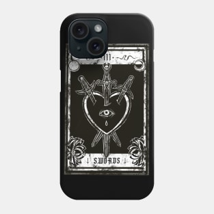 Three of swords - Tarot card, tarot, sword, magic, heart, night, moon, skull, Snake, toxic love, stranger, goth, death Phone Case