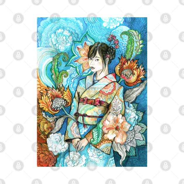 Japanese Girl in a Kimono by FanitsaArt