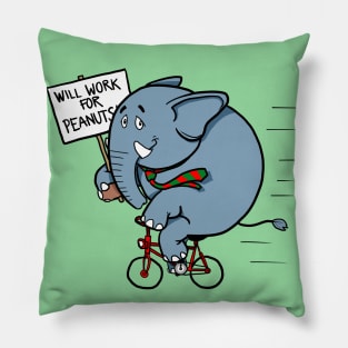 Elephants Work for Peanuts Pillow