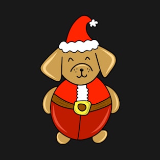 Chubby Santa Claus Christmas Dog Cartoon Doodle, made by EndlessEmporium T-Shirt