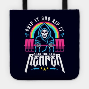 Fear The Gym Reaper - Grip It and Rip It - Funny Fitness Pun Tote