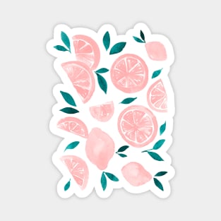 Watercolor lemons pink and teal Magnet