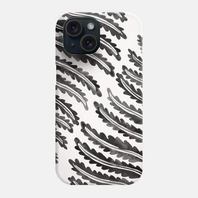 fern leaf black Phone Case by CatCoq