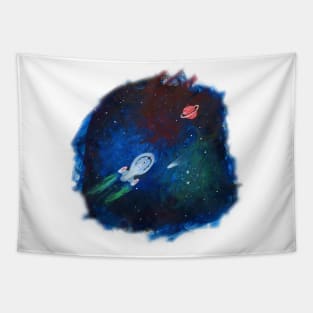 USS Voyager space painting Tapestry