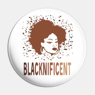 Blacknificent Strong Afro Woman African American Melanin Black History Gift Pin