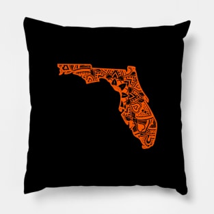 Orange Florida State Gift Mandala Yoga FL Art Pillow