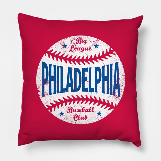 Philadelphia Retro Big League Baseball - Red Pillow by KFig21