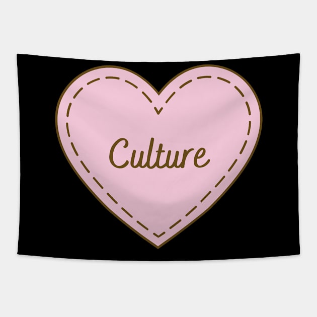 I Love Culture Simple Heart Design Tapestry by Word Minimalism