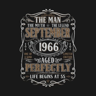 September 1966 Man Myth Legend Shirt 55th Birthday 55 Years Old T-Shirt