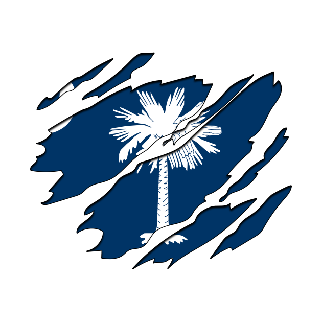 Tear Away South Carolina Flag - South Carolina Flag - Long Sleeve T ...