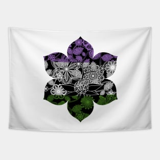 Flight Over Flowers of Fantasy - Genderqueer Pride Flag Tapestry