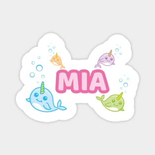 Personalised 'Mia' Narwhal (Sea Unicorn) Design Magnet