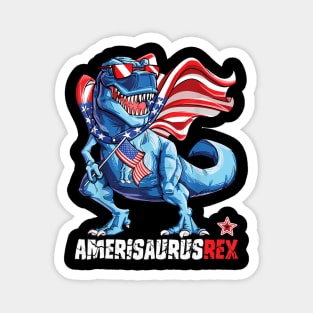 Dinosaur 4th Of July T Shirt Kids Boys Men Amerisaurus T Rex Magnet
