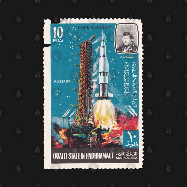 Space Center Cape Kennedy USA Vintage Postal Stamp by JMCdesign