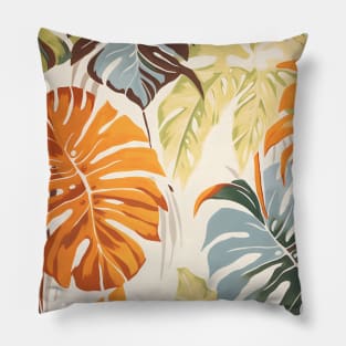 Monstera Leaves Boho Pattern Pillow