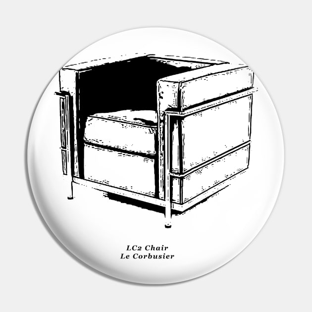 LC2 Chair Le Corbusier - Furniture Designer - Pin | TeePublic