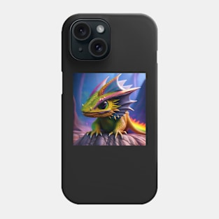 Baby Green Dragon with Rainbow Fins Phone Case