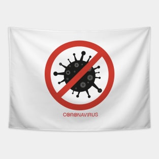 Black coronavirus sign Tapestry