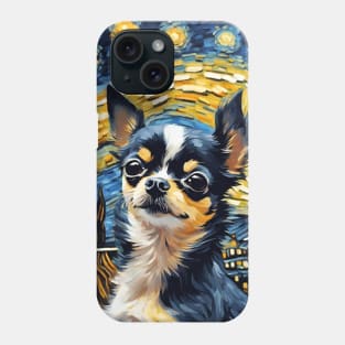 Chihuahua Dog Breed Painting in a Van Gogh Starry Night Art Style Phone Case