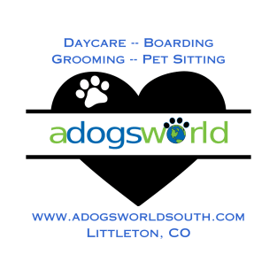 A Dog's World - Heart Logo (Back) - Daycare Boarding Grooming Pet Sitting T-Shirt